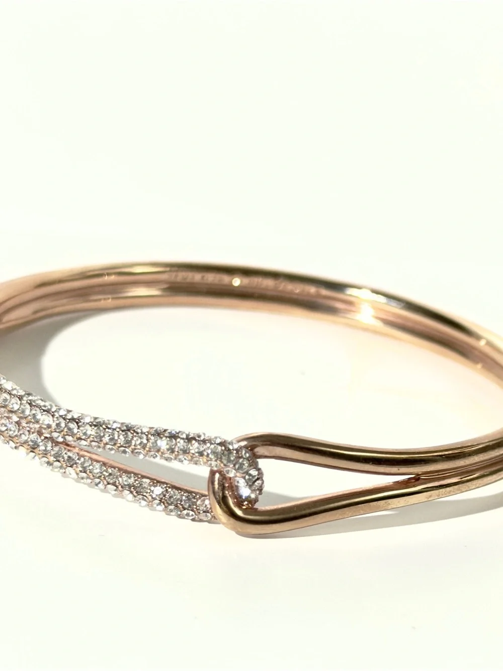 Kate Spade ♠️ All Tied Up Rose Gold Tone Pavé Crystal Knot Hinge Bangle Bracelet